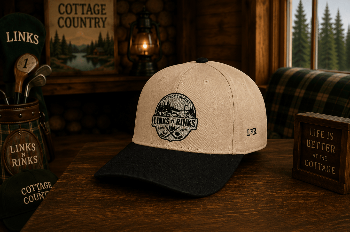 The Canadian Cottage Hat - Black and White | Links n Rinks | Golf & Hockey Apparel