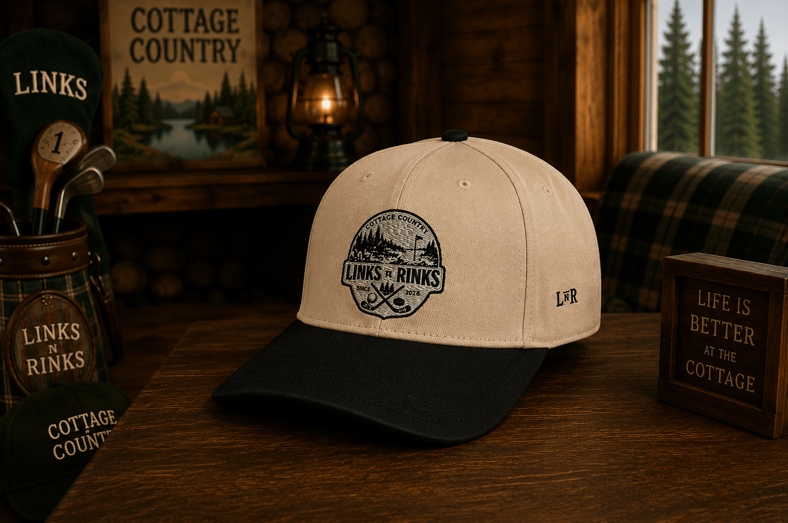 The Canadian Cottage Hat - Black and White | Links n Rinks | Golf & Hockey Apparel