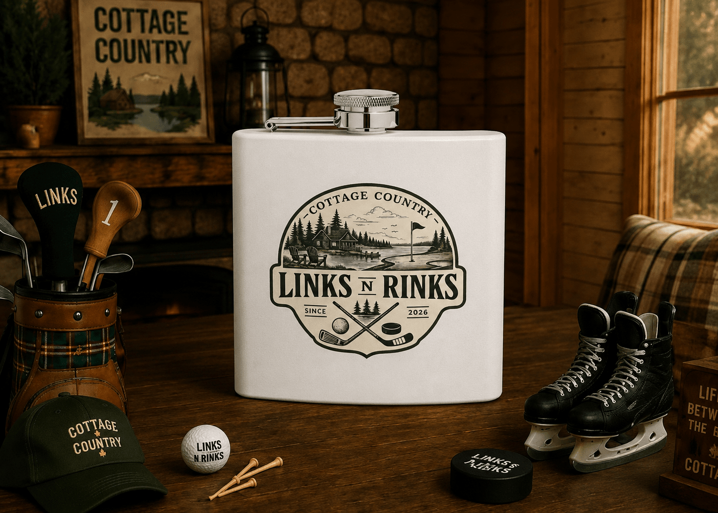 The Cottage Country Flask - 6oz | Links n Rinks | Golf & Hockey Apparel